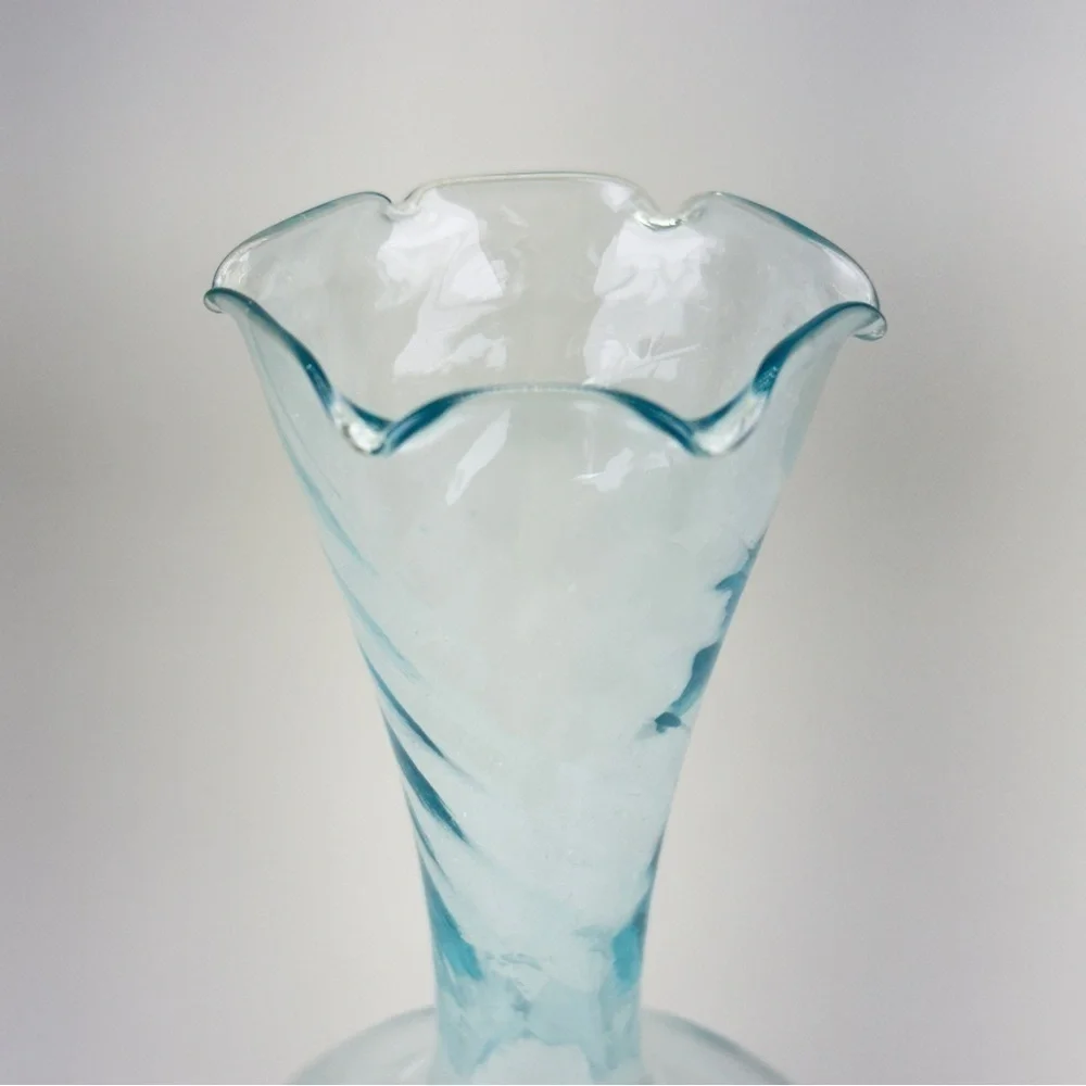 Vintage Turquoise Swirl Glass Vase